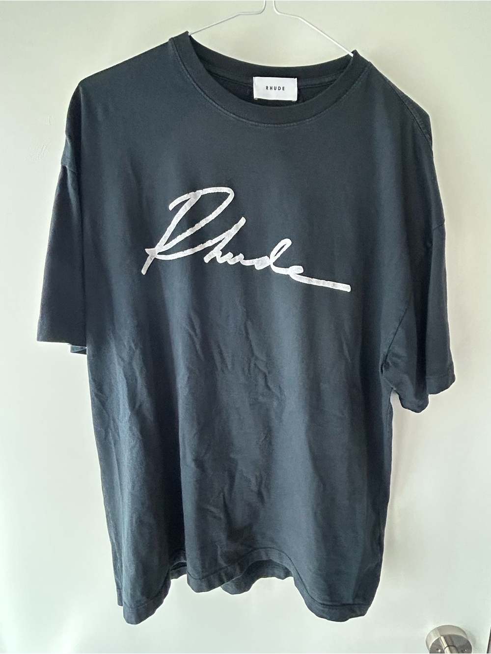 Rhude Black Short-Sleeve Script Logo Tee